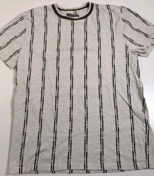 San Francisco Work Shirts Adult M Gray Good Vibes Striped Short Sleeve